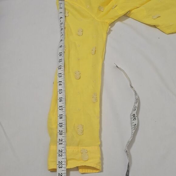 Anthropologie Maeve Yellow Button Down Top w/Pineapples Size 6 - Picture 8 of 10